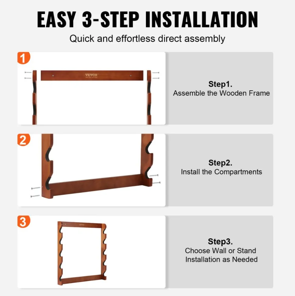 VEVOR Gun Rack, Wood Gun Rack Wall Mount, Gun Display Rack holds 5 Rifles, Shotguns, 132 lb Heavy Duty Wall Storage Display Rifle Rack with Soft Padding