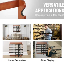 VEVOR Gun Rack, Wood Gun Rack Wall Mount, Gun Display Rack holds 5 Rifles, Shotguns, 132 lb Heavy Duty Wall Storage Display Rifle Rack with Soft Padding