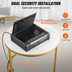 VEVOR Gun Safe for Pistols, Biometric Gun Safe with Three Quick Access Ways of Fingerprints, Passwords and Keys, Handgun Safe for 2 Pistols for Home, Bedside, Nightstand, Car