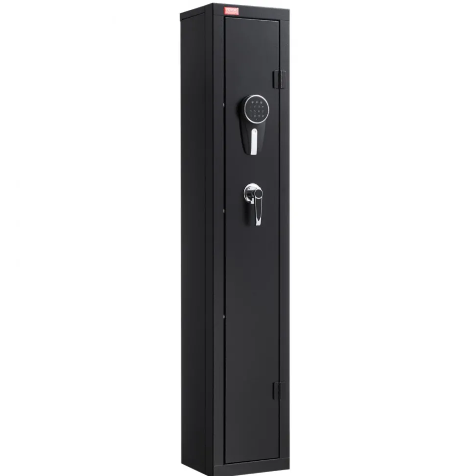 VEVOR Gun Safe, Heavy Duty Cold-Rolled Steel Fireproof Rifle Cabinet with Digital Keypad & Key, Large Long Gun Cabinet with Magazine and LED Lighting, Adjustable Racks for Rifles, Pistols, Shotgun