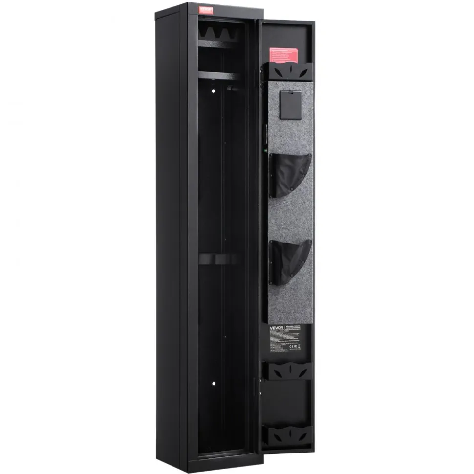 VEVOR Gun Safe, Heavy Duty Cold-Rolled Steel Fireproof Rifle Cabinet with Digital Keypad & Key, Large Long Gun Cabinet with Magazine and LED Lighting, Adjustable Racks for Rifles, Pistols, Shotgun