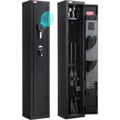 VEVOR Gun Safe, Heavy Duty Cold-Rolled Steel Fireproof Rifle Cabinet with Digital Keypad & Key, Large Long Gun Cabinet with Magazine and LED Lighting, Adjustable Racks for Rifles, Pistols, Shotgun