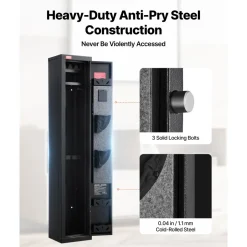 VEVOR Gun Safe, Heavy Duty Cold-Rolled Steel Fireproof Rifle Cabinet with Digital Keypad & Key, Large Long Gun Cabinet with Magazine and LED Lighting, Adjustable Racks for Rifles, Pistols, Shotgun