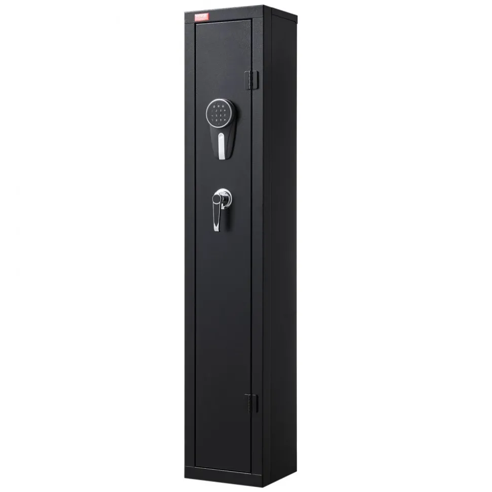VEVOR Gun Safe, Heavy Duty Cold-Rolled Steel Fireproof Rifle Cabinet with Digital Keypad & Key, Large Long Gun Cabinet with Magazine and LED Lighting, Adjustable Racks for Rifles, Pistols, Shotgun