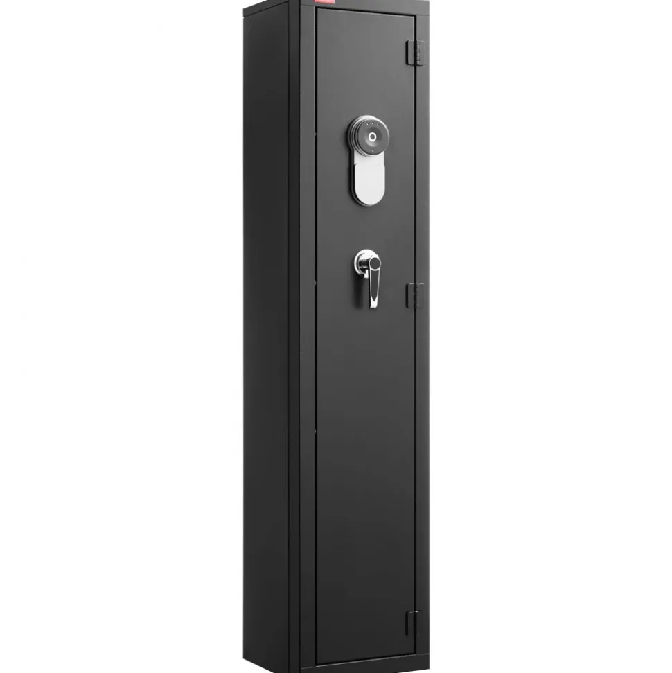 VEVOR Gun Safe, Heavy Duty Cold-Rolled Steel Fireproof Rifle Cabinet with Fingerprint, Digital Keypad & Key, Large Long Gun Cabinet with Magazine and LED, Adjustable Racks for Rifles, Pistols, Shotgun