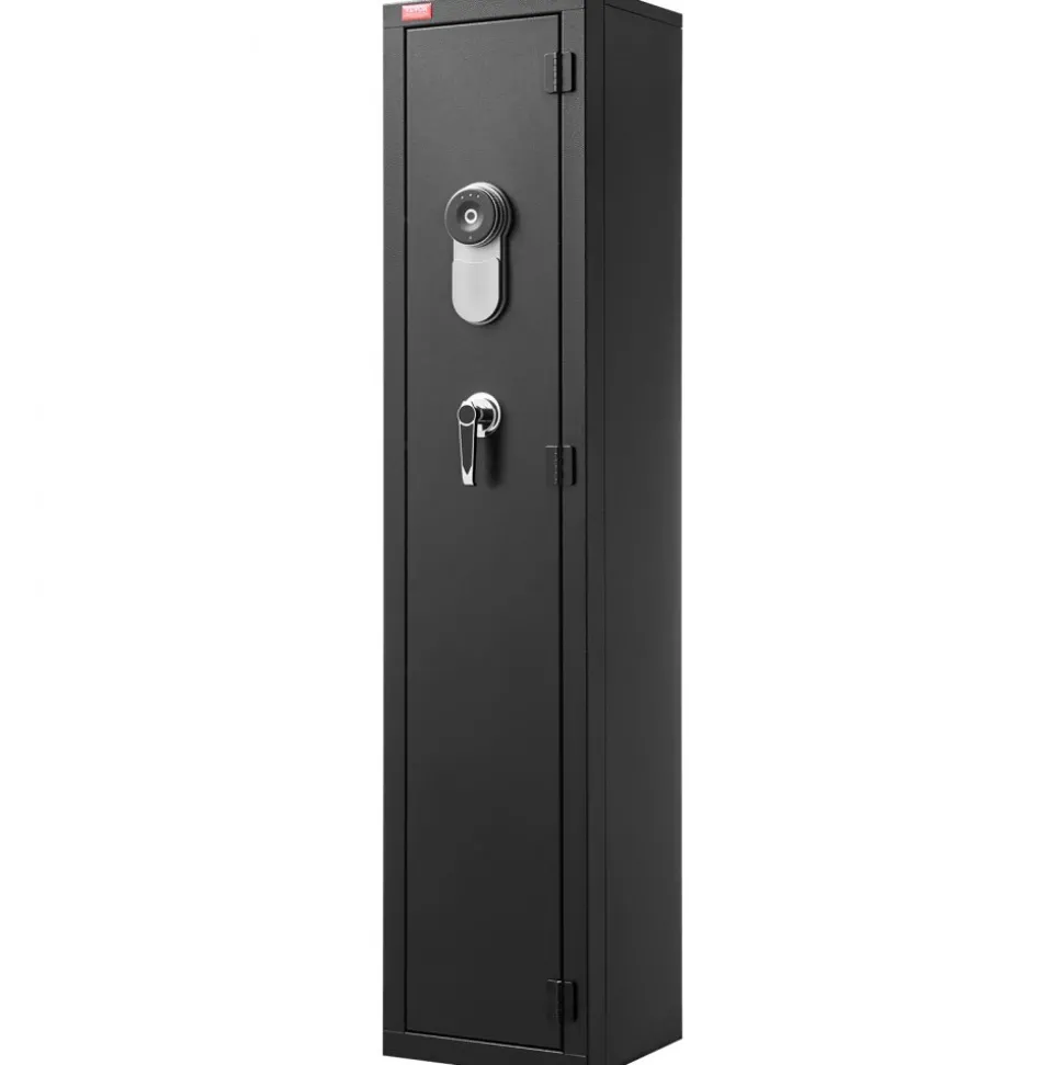 VEVOR Gun Safe, Heavy Duty Cold-Rolled Steel Fireproof Rifle Cabinet with Fingerprint, Digital Keypad & Key, Large Long Gun Cabinet with Magazine and LED, Adjustable Racks for Rifles, Pistols, Shotgun