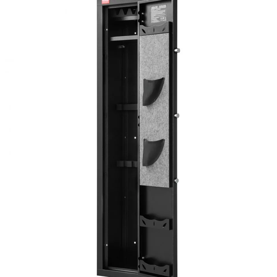 VEVOR Gun Safe, Heavy Duty Cold-Rolled Steel Fireproof Rifle Cabinet with Fingerprint, Digital Keypad & Key, Large Long Gun Cabinet with Magazine and LED, Adjustable Racks for Rifles, Pistols, Shotgun