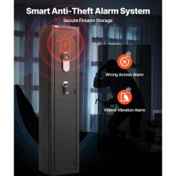VEVOR Gun Safe, Heavy Duty Cold-Rolled Steel Fireproof Rifle Cabinet with Fingerprint, Digital Keypad & Key, Large Long Gun Cabinet with Magazine and LED, Adjustable Racks for Rifles, Pistols, Shotgun