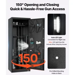 VEVOR 10-12 Gun Safe, Long Gun Cabinet for Rifles and Pistols, Quick Access Rifle Safe with 4 Pistol Pockets and 3 Adjustable Racks, Large Digital Cabinet with Key and Password Lock