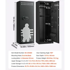 VEVOR 10-12 Gun Safe, Long Gun Cabinet for Rifles and Pistols, Quick Access Rifle Safe with 4 Pistol Pockets and 3 Adjustable Racks, Large Digital Cabinet with Key and Password Lock