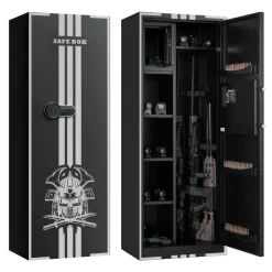 VEVOR 4 Gun Safe, Long Gun Cabinet for Rifles and Pistols, Quick Access Rifle Safe with 3 Ammo Slots and 2 Adjustable Racks, Large Digital Cabinet with Key and Password Lock