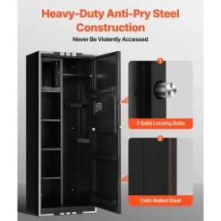 VEVOR 4 Gun Safe, Long Gun Cabinet for Rifles and Pistols, Quick Access Rifle Safe with 3 Ammo Slots and 2 Adjustable Racks, Large Digital Cabinet with Key and Password Lock