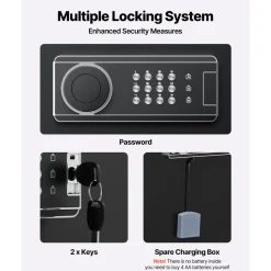 VEVOR 6-8 Gun Safe, Long Gun Cabinet for Rifles and Pistols, Quick Access Rifle Safe with 3 Ammo Slots and 2 Adjustable Racks, Large Digital Cabinet with Key and Password Lock