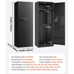 VEVOR 6-8 Gun Safe, Long Gun Cabinet for Rifles and Pistols, Quick Access Rifle Safe with 3 Ammo Slots and 2 Adjustable Racks, Large Digital Cabinet with Key and Password Lock