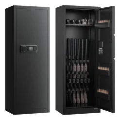 VEVOR 6-8 Gun Safe, Long Gun Cabinet for Rifles and Pistols, Quick Access Rifle Safe with 3 Ammo Slots and 2 Adjustable Racks, Large Digital Cabinet with Key and Password Lock