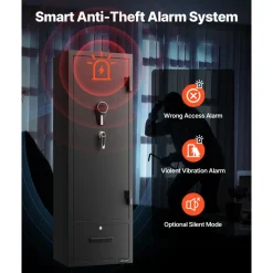 VEVOR 4 Gun Safe, Long Gun Cabinet for Rifles and Pistols, Quick Access Rifle Safe with 2 Ammo Slots, 2 Pistol Pockets & 2 Adjustable Racks, Large Digital Cabinet with Key and Password Lock