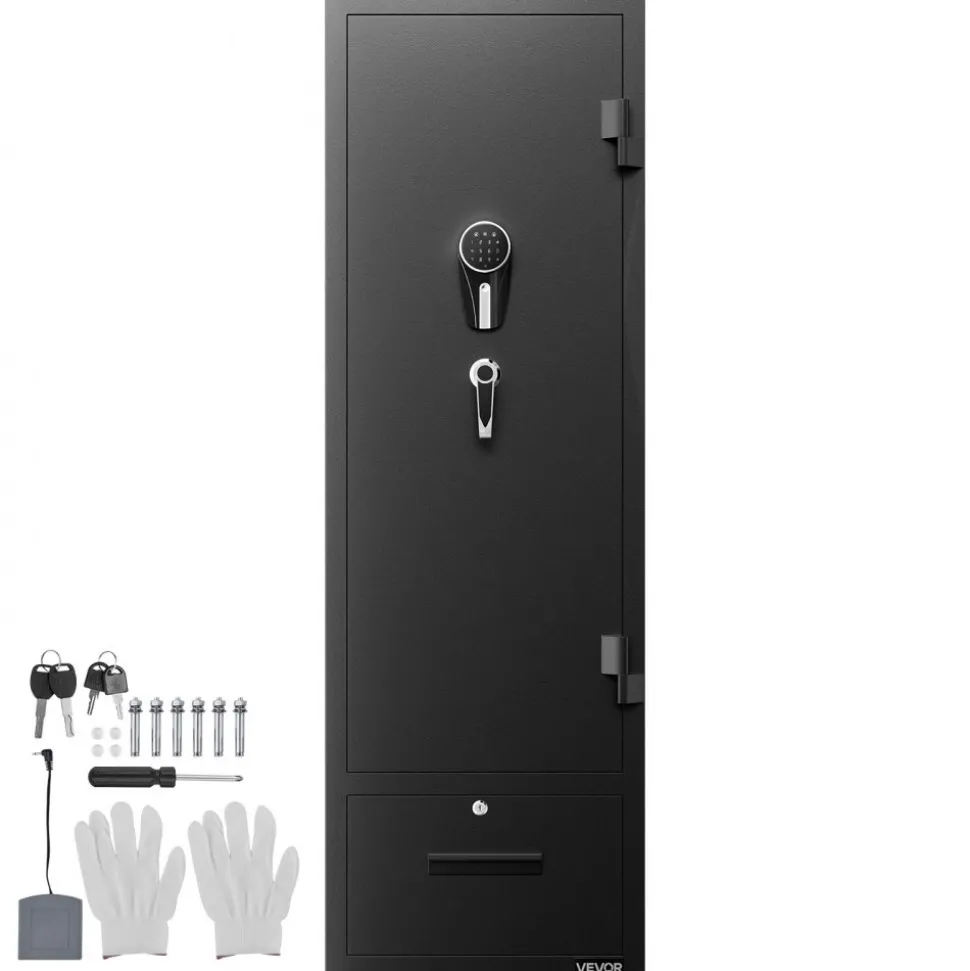 VEVOR 4 Gun Safe, Long Gun Cabinet for Rifles and Pistols, Quick Access Rifle Safe with 2 Ammo Slots, 2 Pistol Pockets & 2 Adjustable Racks, Large Digital Cabinet with Key and Password Lock