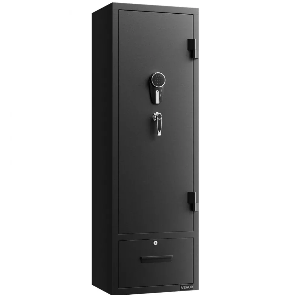 VEVOR 4 Gun Safe, Long Gun Cabinet for Rifles and Pistols, Quick Access Rifle Safe with 2 Ammo Slots, 2 Pistol Pockets & 2 Adjustable Racks, Large Digital Cabinet with Key and Password Lock