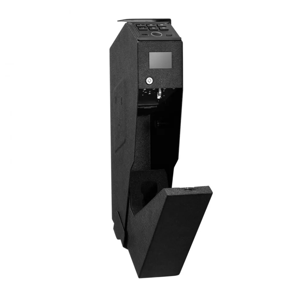 VEVOR Gun Safe, Slider Handgun Gun Safe with Screen, Fingerprint/Password/Key, 3-Way Quick Access Firearm Case Box with LED for 1 Pistol & Magazine, Mounted Gun Box for Nightstand Bedside Desk Car
