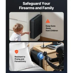 VEVOR Gun Safe, Slider Handgun Gun Safe with Fingerprint/Password/Key, 3-Way Quick Access Firearm Case Box with Lighting for 1 Pistol & Magazine, Mounted Pistol Gun Box for Nightstand Bedside Desk Car