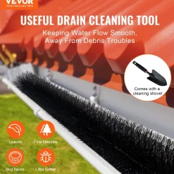 VEVOR Gutter Brush, 60 Feet Total Length 4.33 inch Diameter Gutter Cleaning Tools, Ground-Level Gutter Brush Leaf Guard for 5 Inch Gutters, Easily Clear roof Leaves and Debris, 20 Pack
