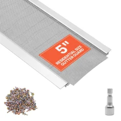VEVOR Gutter Guard, 5 in Aluminum Gutter Cover with Stainless Steel Micro Mesh, Heavy-Duty 48ft Length, 0.04in Thick, Leaf Guard for Debris and Pine Needles, Easy DIY Install, Screws Included, 12 PCS