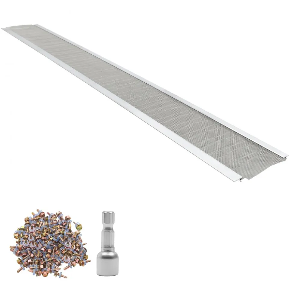 VEVOR Gutter Guard, 5 in Aluminum Gutter Cover with Stainless Steel Micro Mesh, Heavy-Duty 48ft Length, 0.04in Thick, Leaf Guard for Debris and Pine Needles, Easy DIY Install, Screws Included, 12 PCS