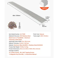 VEVOR Gutter Guard, 6 in Aluminum Gutter Cover with Stainless Steel Micro Mesh, Heavy-Duty 48ft Length, 0.04in Thick, Leaf Guard for Debris and Pine Needles, Easy DIY Install, Screws Included, 12 PCS