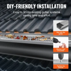 VEVOR Gutter Guard, 5 inch Width, Aluminum Leaf Filter DIY Gutter Cover, 52 PCS 208 ft Total Length, 0.157'' Hole Diameter & 0.02'' Thick Gutter Guards Fits Any Roof or Gutter Type
