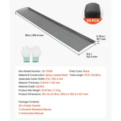 VEVOR Gutter Guard, 6 in Powder-Coated Steel Gutter Screen, Heavy-Duty 75 ft Length, 0.04 in Thickness, Leaf Guard for Debris and Leaves, Easy DIY Install, Fits 6