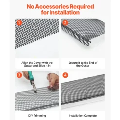 VEVOR Gutter Guard, 6 in Powder-Coated Steel Gutter Screen, Heavy-Duty 120 ft Length, 0.04 in Thickness, Leaf Guard for Debris and Leaves, Easy DIY Install, Fits 6" Standard Systems, 40 Pack, Black