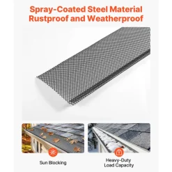 VEVOR Gutter Guard, 6 in Powder-Coated Steel Gutter Screen, Heavy-Duty 120 ft Length, 0.04 in Thickness, Leaf Guard for Debris and Leaves, Easy DIY Install, Fits 6