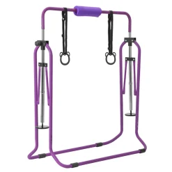 VEVOR Gymnastic Bars for Kids, 140 lbs Capacity Folding Training Kip Bar with Mat, Adjustable Height Gymnastic Horizontal Bar for Home, Training Equipment for Indoor Outdoor, Easy to Assemble, Purple
