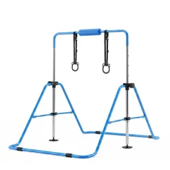 VEVOR Gymnastic Bars for Kids, 140 lbs Capacity Folding Training Kip Bar, Adjustable Height Gymnastic Horizontal Bar for Home, Training Equipment for Indoor and Outdoor, Easy to Assemble, Blue