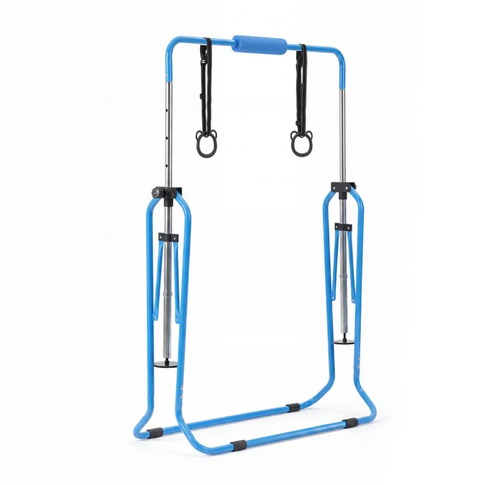 VEVOR Gymnastic Bars for Kids, 140 lbs Capacity Folding Training Kip Bar, Adjustable Height Gymnastic Horizontal Bar for Home, Training Equipment for Indoor and Outdoor, Easy to Assemble, Blue