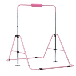 VEVOR Gymnastic Bars for Kids, 140 lbs Capacity Folding Training Kip Bar with Mat, Adjustable Height Gymnastic Horizontal Bar for Home, Training Equipment for Indoor Outdoor, Easy to Assemble, Blue