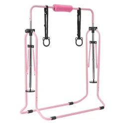 VEVOR Gymnastic Bars for Kids, 140 lbs Capacity Folding Training Kip Bar with Mat, Adjustable Height Gymnastic Horizontal Bar for Home, Training Equipment for Indoor Outdoor, Easy to Assemble, Blue