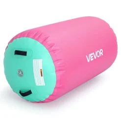 VEVOR Gymnastics Barrel Air Roller 23.6x40 in Inflatable Tumbling Air Mat, Octagon Tumbler Trainer with Electric Pump, Equipment for Back Handspring Training/Home Use/Gym/Yoga/Cheerleading, Pink