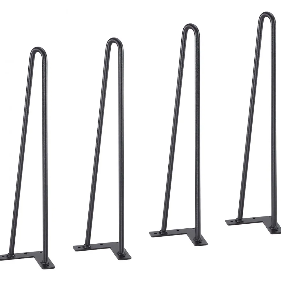VEVOR 19" Hairpin Furniture Legs, Metal Home DIY Projects for Nightstand, Coffee Table, Desk, 500lbs Load Capacity with Rubber Floor Protectors, Metal Heavy Duty Sturdy Modern Table Legs, 4PCS Black