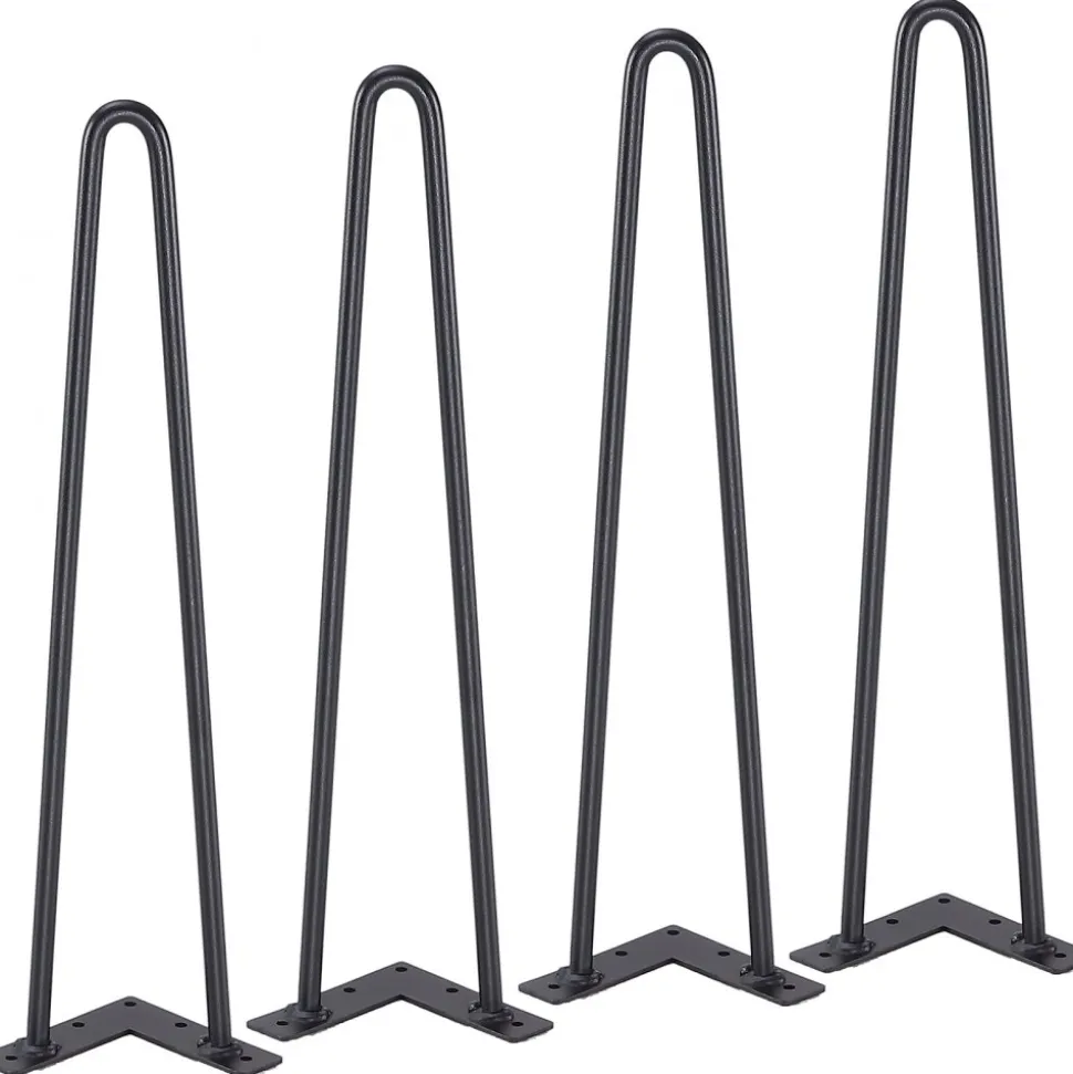 VEVOR 19" Hairpin Furniture Legs, Metal Home DIY Projects for Nightstand, Coffee Table, Desk, 500lbs Load Capacity with Rubber Floor Protectors, Metal Heavy Duty Sturdy Modern Table Legs, 4PCS Black