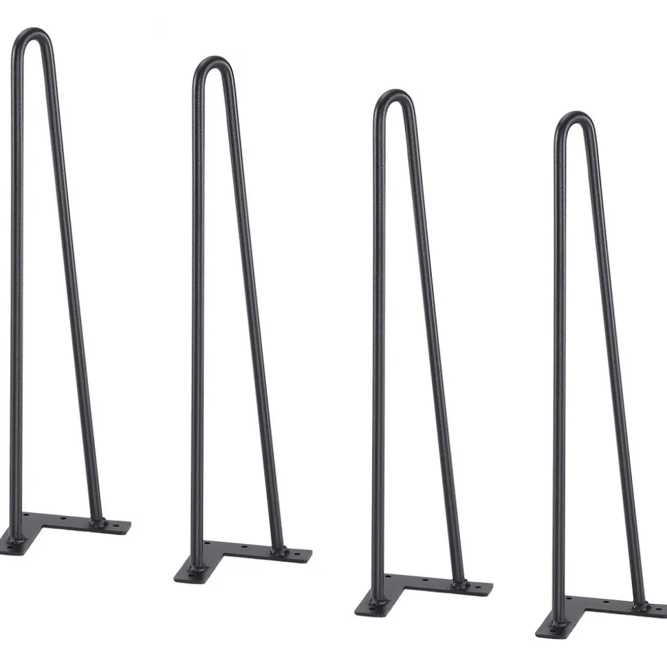 VEVOR 19" Hairpin Furniture Legs, Metal Home DIY Projects for Nightstand, Coffee Table, Desk, 500lbs Load Capacity with Rubber Floor Protectors, Metal Heavy Duty Sturdy Modern Table Legs, 4PCS Black