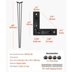 VEVOR Hairpin Table Legs 40