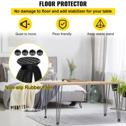 VEVOR Hairpin Table Legs 22" Black Set of 4 Desk Legs 880lbs Load Capacity (Each 220lbs) Hairpin Desk Legs 3 Rods for Bench Desk Dining End Table Chairs Carbon Steel DIY Heavy Duty Furniture Legs