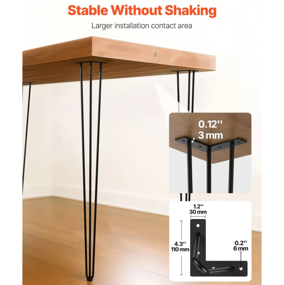 VEVOR Hairpin Table Legs 36 in Black Set of 4 Desk Legs 220 lbs Load Capacity Each Leg Hairpin Desk Legs 3 Rods for Bench Desk Dining End Table Chairs Carbon Steel DIY Heavy Duty Furniture Legs
