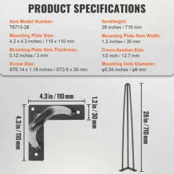 VEVOR Hairpin Table Legs 28
