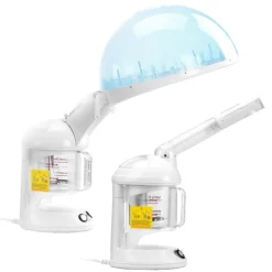 VEVOR Hair Steamer, 2-in-1 Professional Hair & Facial Steamer with Detachable Bonnet Hood, Nano Ionic & UV Ozone Face Steamer with 360° Rotatable Sprayer for Salon Spa Home Beauty