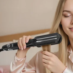 VEVOR Hair Straightener, 1.5-inch Titanium Flat Iron, Dual Infrared Hair Straightener Flat Iron with LCD Display and 19 Temp Levels - 210°F to 450°F, Fast Heating Hair Iron for Salon Home Travel Use