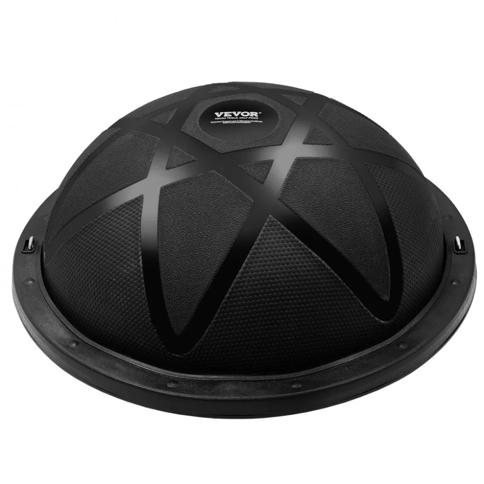 VEVOR Half Exercise Ball Trainer, 23 inch Balance Ball Trainer, 660 lbs Capacity Stability Ball, Yoga Ball with Resistance Bands and Pump, Strength Fitness Ball for Home Gym, Full Body Workouts, Black