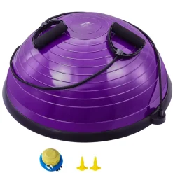 VEVOR Half Exercise Ball Trainer, 23 inch Balance Ball Trainer, 660 lbs Capacity Stability Ball, Yoga Ball with Resistance Bands and Pump, Strength Fitness Ball for Home Gym, Full Body Workouts, Blue