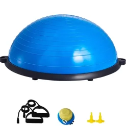 VEVOR Half Exercise Ball Trainer, 23 inch Balance Ball Trainer, 660lbs Capacity Stability Ball, Yoga Ball with Resistance Bands & Foot Pump, Strength Fitness Ball for Home Gym, Full Body Workout, Blue